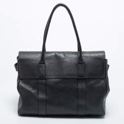 Pre Owned Mulberry Dark Grey Leather Bayswater Satchel