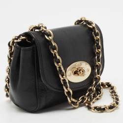 Mulberry Black Leather Mini Lily Chain Crossbody Bag