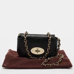 Mulberry Black Leather Mini Lily Chain Crossbody Bag