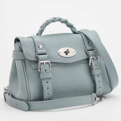 Pre Owned Mulberry Pastel Blue Leather Mini Alexa Top Handle Bag