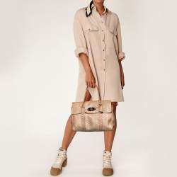 Mulberry Metallic Gold/Beige Snake Embossed Suede Bayswater Satchel