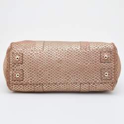 Mulberry Metallic Gold/Beige Snake Embossed Suede Bayswater Satchel