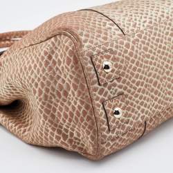 Mulberry Metallic Gold/Beige Snake Embossed Suede Bayswater Satchel