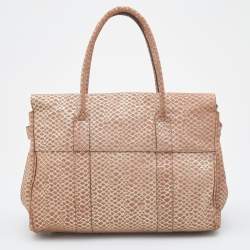 Mulberry Metallic Gold/Beige Snake Embossed Suede Bayswater Satchel