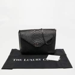 Mulberry Black Python Embossed Leather Delphine Chain Shoulder Bag