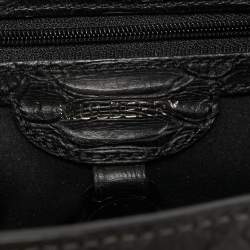 Mulberry Black Python Embossed Leather Delphine Chain Shoulder Bag