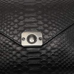Mulberry Black Python Embossed Leather Delphine Chain Shoulder Bag