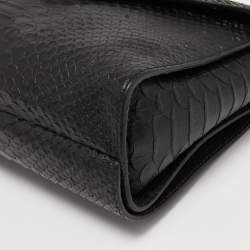 Mulberry Black Python Embossed Leather Delphine Chain Shoulder Bag