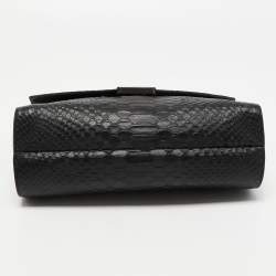 Mulberry Black Python Embossed Leather Delphine Chain Shoulder Bag