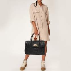 Mulberry Black Python Embossed Leather Bayswater Satchel