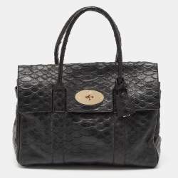 Mulberry Black Python Embossed Leather Bayswater Satchel