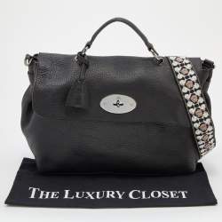 Mulberry Black Leather Flap Top Handle Bag
