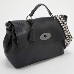 Mulberry Black Leather Flap Top Handle Bag