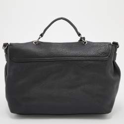 Mulberry Black Leather Flap Top Handle Bag