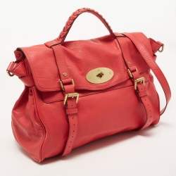 Pre Owned Mulberry Pink Leather Oversized Alexa Satchel Bag