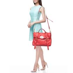 Pre Owned Mulberry Pink Leather Oversized Alexa Satchel Bag