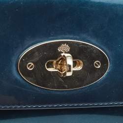 Pre Owned Mulberry Metallic Blue Patent Leather Mini Lily Crossbody Bag