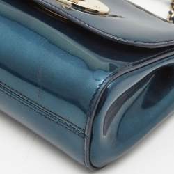 Pre Owned Mulberry Metallic Blue Patent Leather Mini Lily Crossbody Bag