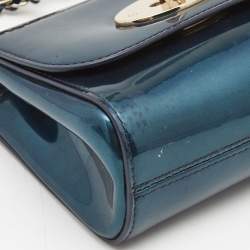 Pre Owned Mulberry Metallic Blue Patent Leather Mini Lily Crossbody Bag