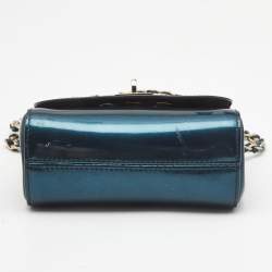 Pre Owned Mulberry Metallic Blue Patent Leather Mini Lily Crossbody Bag