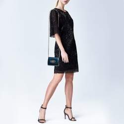 Pre Owned Mulberry Metallic Blue Patent Leather Mini Lily Crossbody Bag