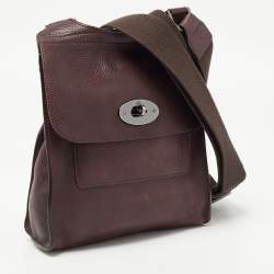 Pre Owned Mulberry Burgundy Leather Antony Messenger Bag