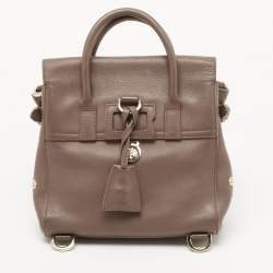 Pre Owned Mulberry Dark Beige Leather Mini Cara Delevingne Backpack