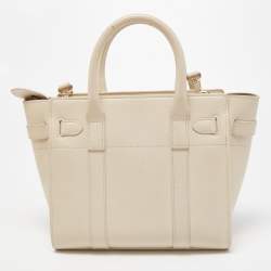 Pre Owned Mulberry Cream Leather Mini Bayswater Tote
