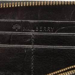 Mulberry Black Croc Embossed Zip Around Continental Wallet
