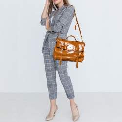 Mulberry Tan Patent Leather Oversized Alexa Satchel