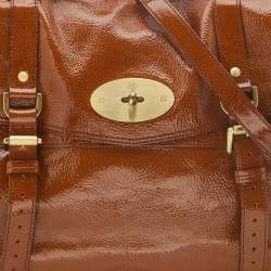 Mulberry Tan Patent Leather Oversized Alexa Satchel
