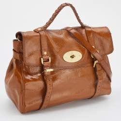 Mulberry Tan Patent Leather Oversized Alexa Satchel