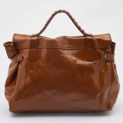 Mulberry Tan Patent Leather Oversized Alexa Satchel