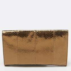 Pre Owned Mulberry Gold Watersnake Leather Maggie Clutch