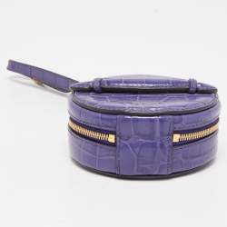 Mulberry Purple Croc Embossed  Leather Mini Trunk Wristlet Clutch