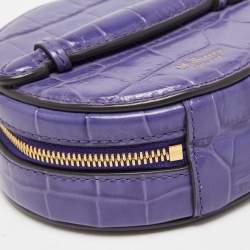 Mulberry Purple Croc Embossed  Leather Mini Trunk Wristlet Clutch