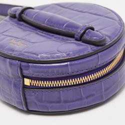 Mulberry Purple Croc Embossed  Leather Mini Trunk Wristlet Clutch
