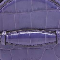 Mulberry Purple Croc Embossed  Leather Mini Trunk Wristlet Clutch