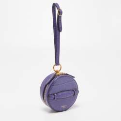 Mulberry Purple Croc Embossed  Leather Mini Trunk Wristlet Clutch