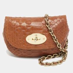 Mulberry Brown Python Embossed Leather Mini Lily Crossbody Bag