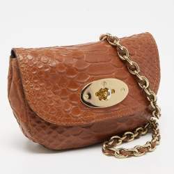 Mulberry Brown Python Embossed Leather Mini Lily Crossbody Bag