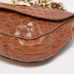 Mulberry Brown Python Embossed Leather Mini Lily Crossbody Bag