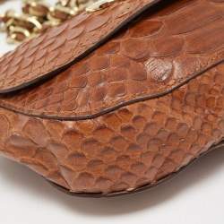 Mulberry Brown Python Embossed Leather Mini Lily Crossbody Bag