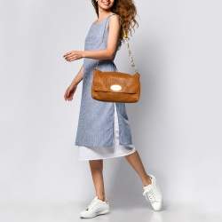 Pre Owned Mulberry Brown Leather Edna Chain Shoulder Bag