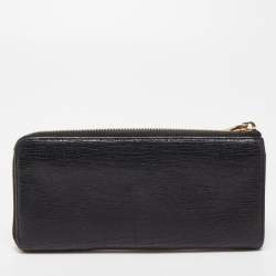 Mulberry Black Textured Leather Mila Zip Around Wallet