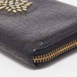 Mulberry Black Textured Leather Mila Zip Around Wallet