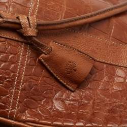 Pre Owned Mulberry Brown Croc Embossed Leather Bayswater Satchel
