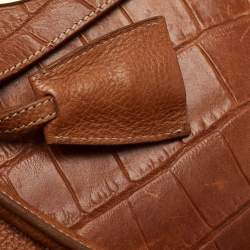Pre Owned Mulberry Brown Croc Embossed Leather Bayswater Satchel
