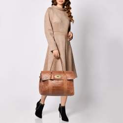Pre Owned Mulberry Brown Croc Embossed Leather Bayswater Satchel