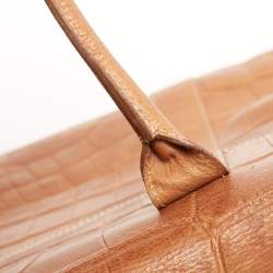 Pre Owned Mulberry Brown Croc Embossed Leather Bayswater Satchel